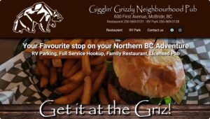 Gigglin' Grizzly Pub, McBride, BC - Orion Business Website Design